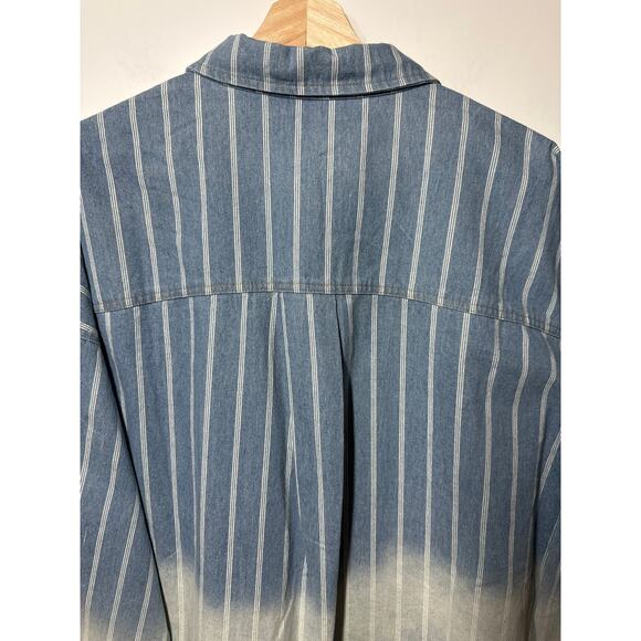 White Birch Denim Perfection Can't Be Tamed Button Down Shacket Tunic Ombre 1X - Picture 10 of 13